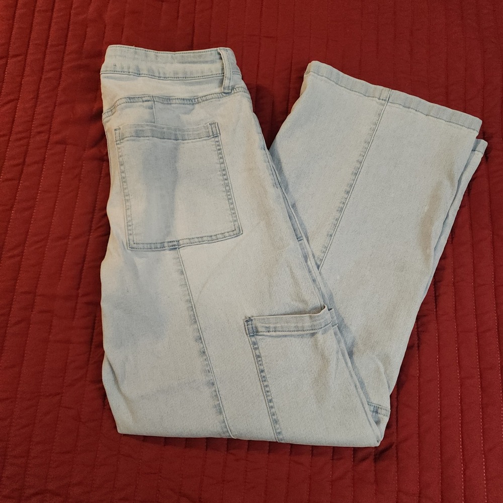 E35 Celebrity‎ Pink Womens Light Wash Wide Leg Carpenter Jeans 11/30 High Rise